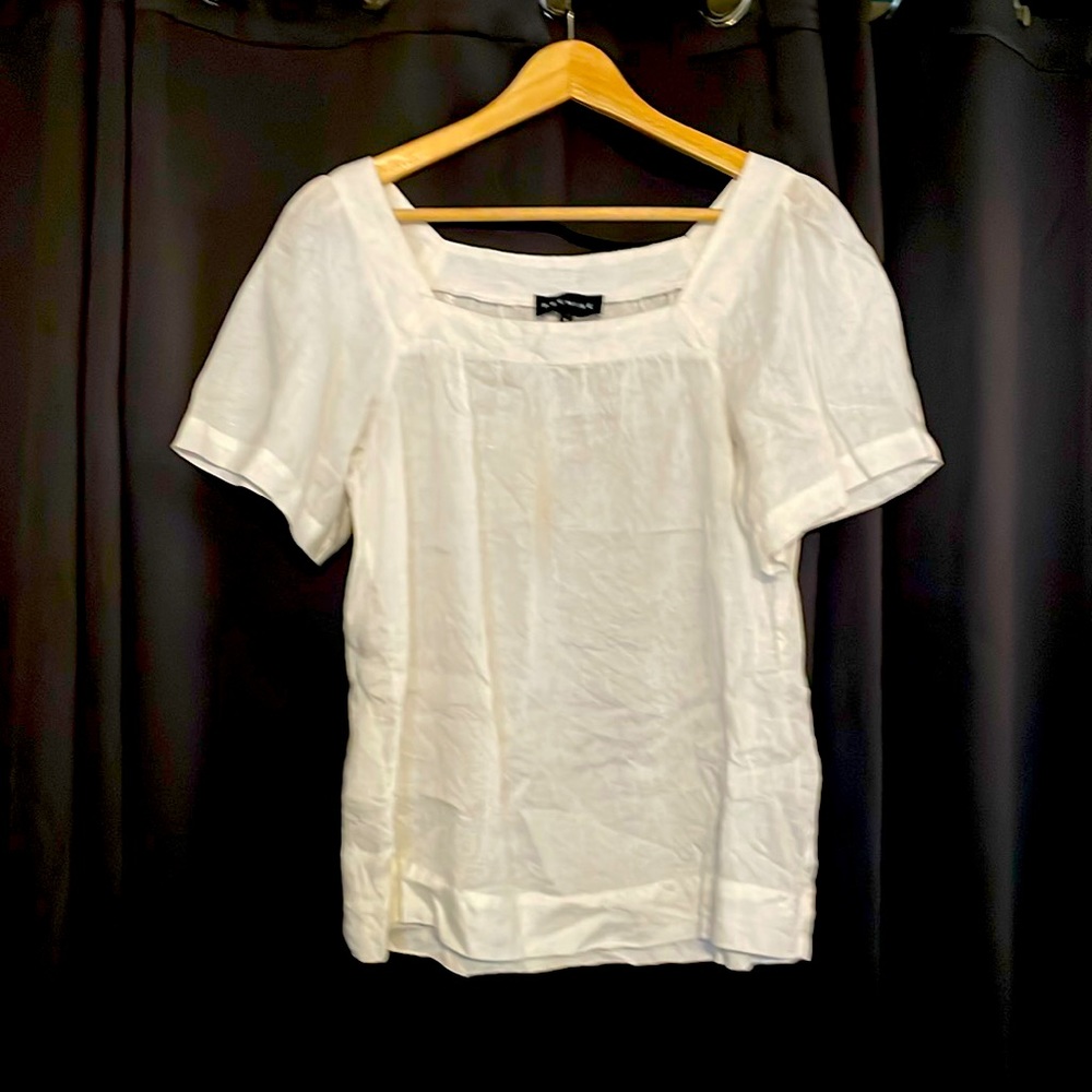 Premise White 100% Linen Top - Wide Sleeve Size S